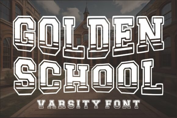 Golden School Font: Bold Varsity Style for Handmade Labels & Printables