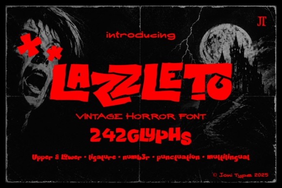 Lazzleto: A Bold Vintage Horror Display Font for Standout Branding